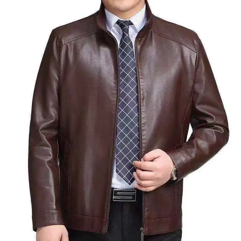 Brown stand collar lightweight jacket