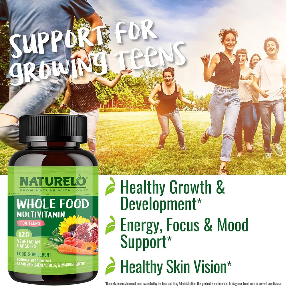 Natural Multivitamins for Teens - Natural Vitamins/Minerals for Boys and Girls - Supplements for Athletic Children