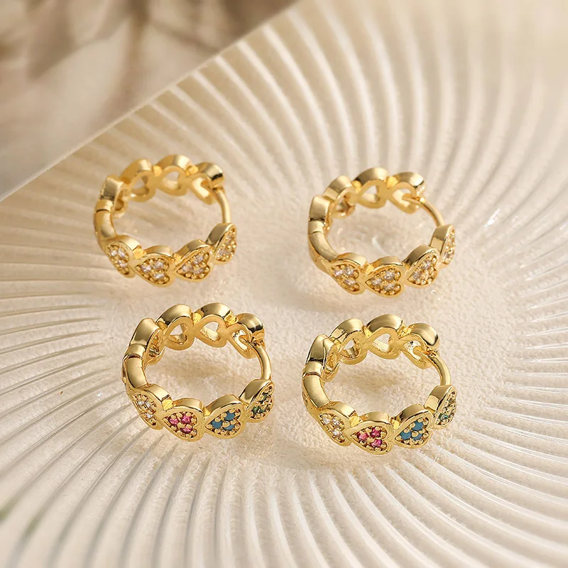 HECHENG، زركونيا القلب الدائري السيدات الأقراط النحاس معدن جولة السيدات أزياء الزفاف مجوهرات اكسسوارات 1 زوج