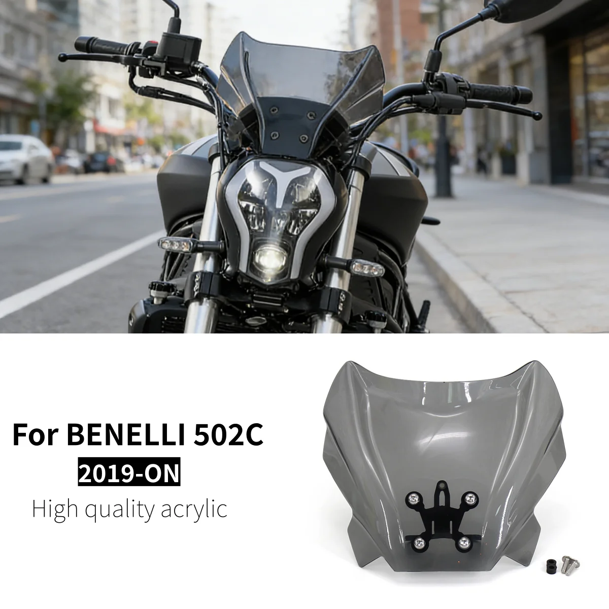 

Motorcycle Wind Shield Deflector Windshield Windscreen For Benelli 502C 502 C 2019 2020 2021 Acrylic Front Screen Spoiler