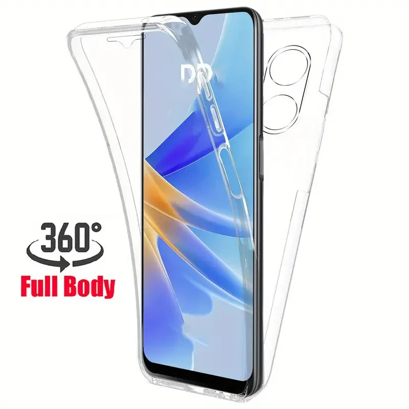 360 Full Body Double Side Phone Case for OPPO A16  A60 A38 A17 A98 A58 4G A78 4G Transparent Shockproof PC Hard Cover