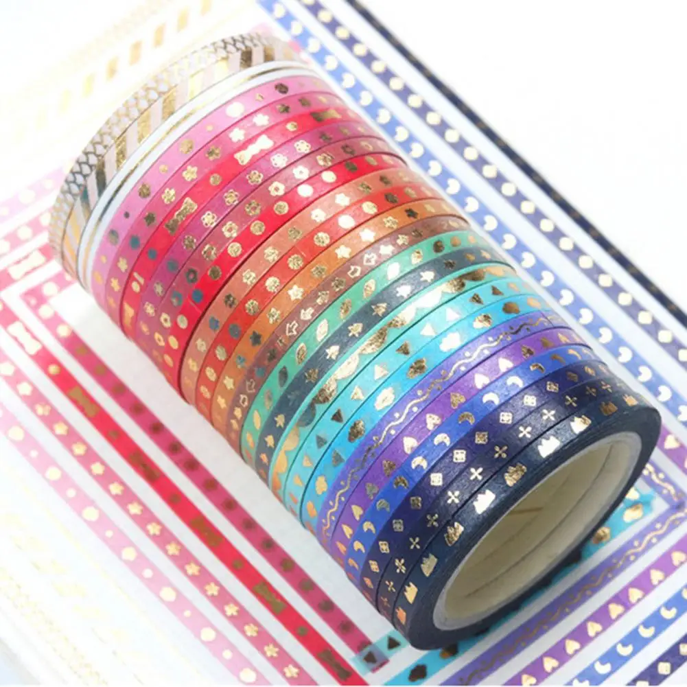 24 Rolls Washi Tape Adhesive Stickers Glitter Star Flower Heart Moon Pattern Handbook Diary Scrapbooking Sticker Christmas Decor