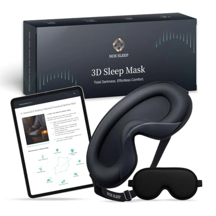 

Nox Sleep 3D Sleep Mask for Men, 100% Blackout Eye Mask for Sleep, Ice Silk Adjustable Sleeping Mask for Side Sleepers, Soft Br