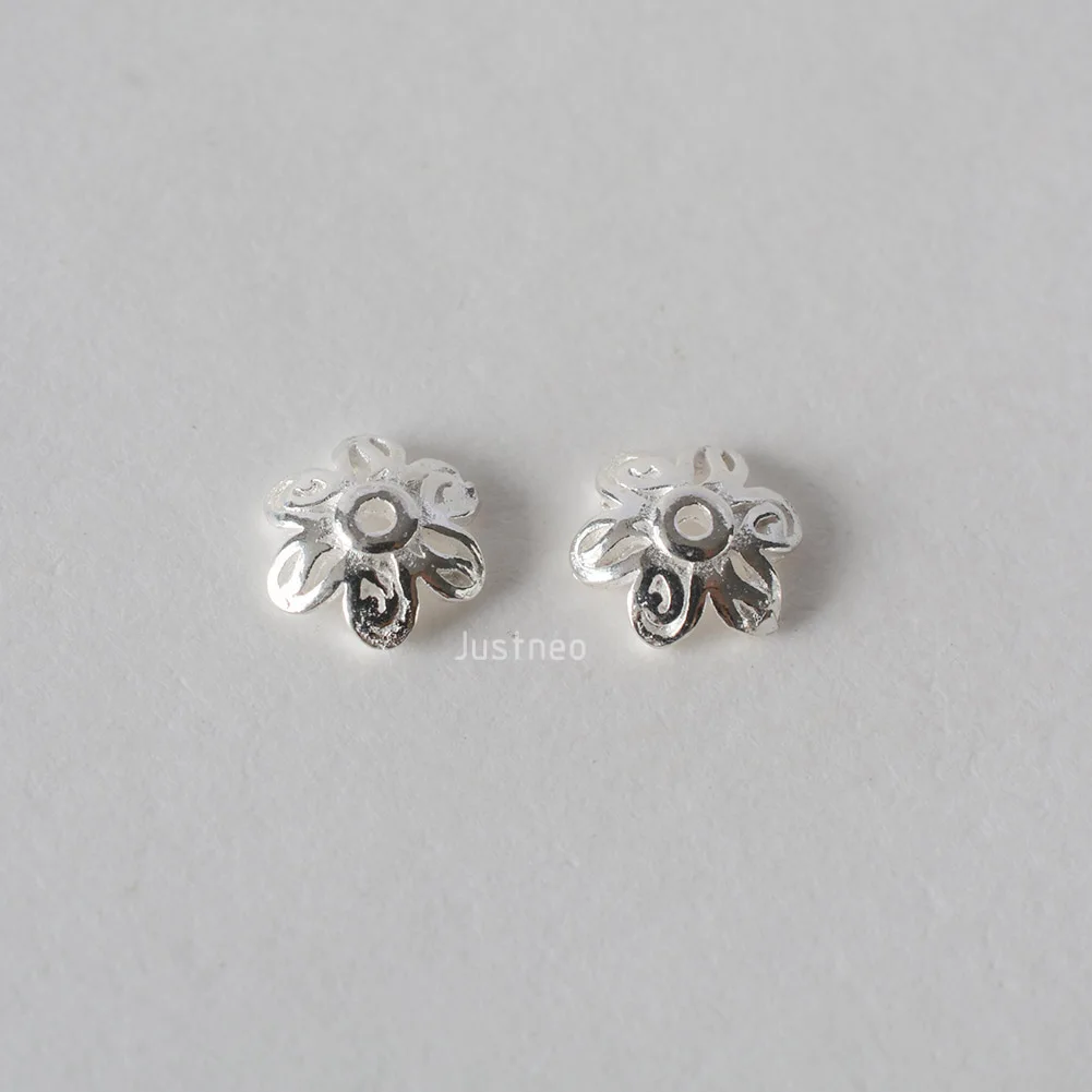 solid 925 sterling sliver bead caps,fancy flower beadcaps for loose beads