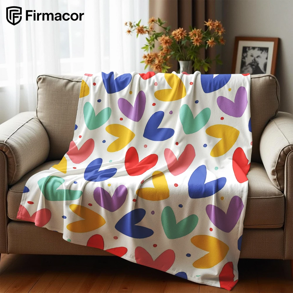 Multicolor Heart Polka Dot Anime Cartoon Flannel Blanket Soft Warm Throw for Bedroom Sofa Car Kids Holiday Gift