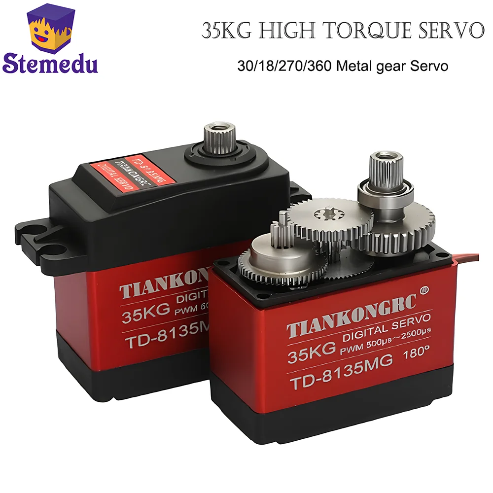 35Kg Digital Servo Large Torque All Metal Gear 8.4V High Voltage Waterproof Servo For Robot Head Car Model Boat 90/180/270/360°