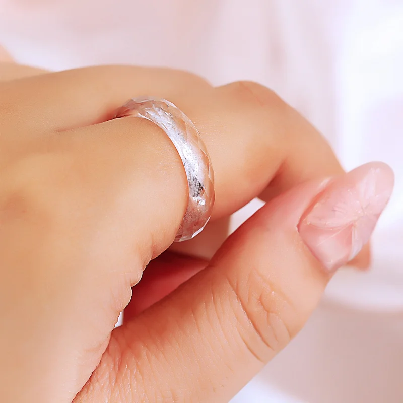 خاتم إصبع بحلقة اكسيد الالمونيوم الأبيض من Lab Grown مناسب للارتداء اليومي #4