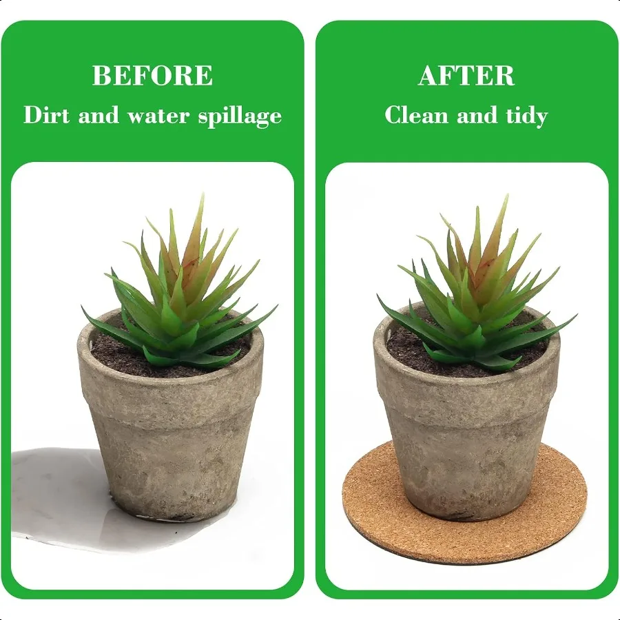 6 Pieces Cork Mat for Plants Round Cork Plant Coasters Mats for Garden Courtyard Pot Mat Indoor Outdoor and DIY Craft Project 4