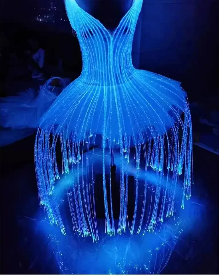 الألياف البصرية الباليه زي تنورة فستان مضيئة تغيير لون التحكم عن بعد DIY بها بنفسك حسب الطلب