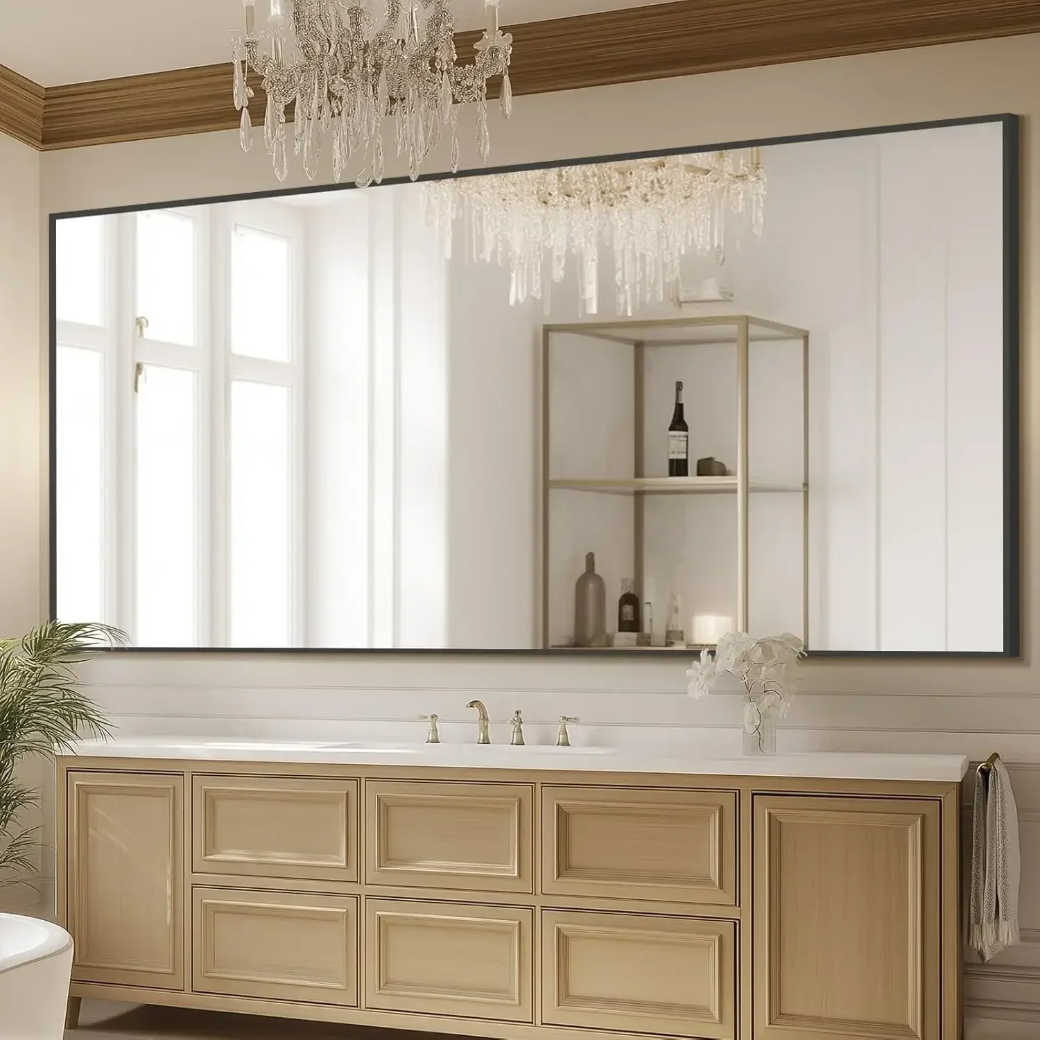 Oversized Full Length Floor Mirror Freestanding Tempered Glass Shatterproof For Bedroom Living Room Dressing Room Gym Yoga Hair image 4