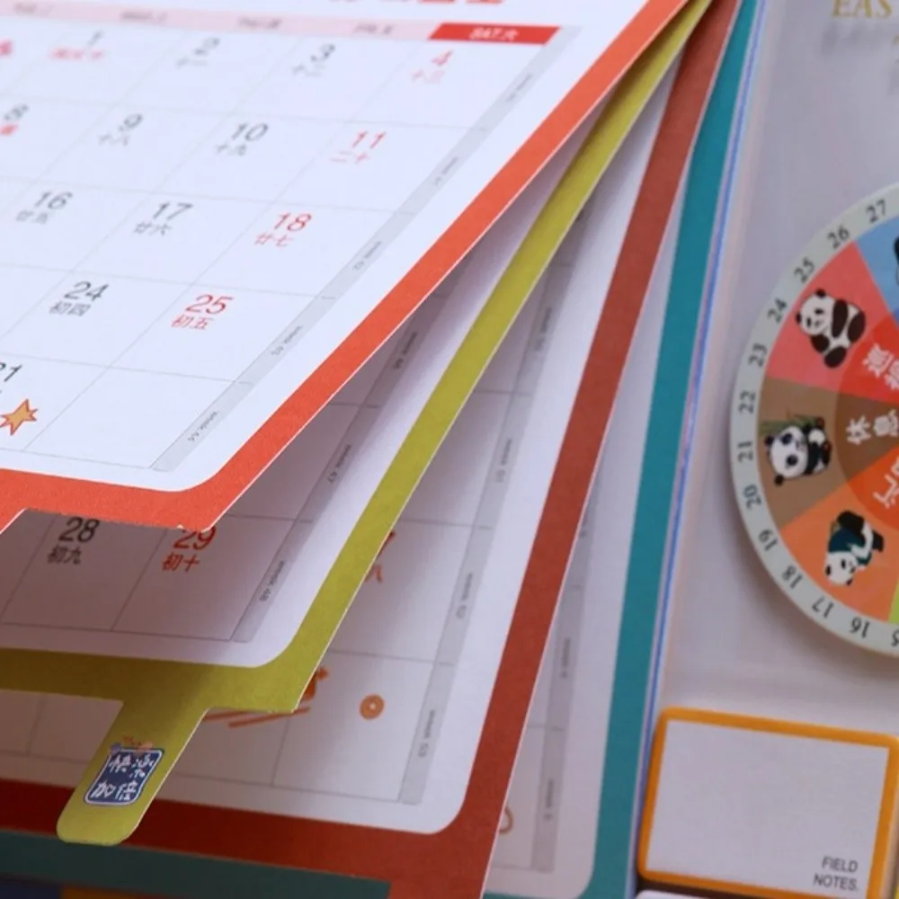 

Chinese New Year Style 2026 Desk Calendar Coil Binding with Notes Monthly Planner Horse/Panda/Elk Cartoon Pony