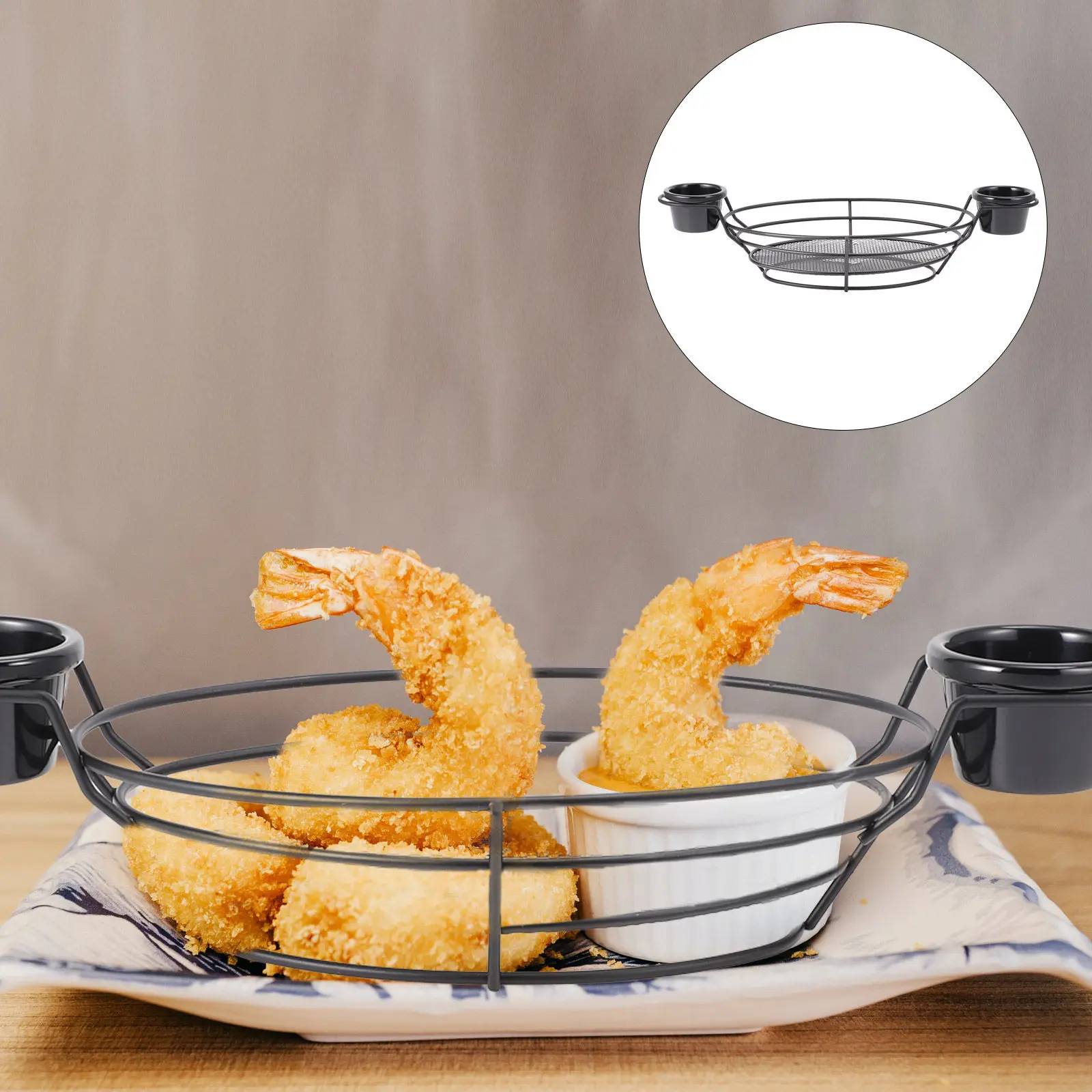 1 Juego de Cestas de Alambre de Hierro Negras de Gran Capacidad, Estilo Americano, para Pollo Frito, Cesta Rectangular con Recipientes para Patatas Fritas