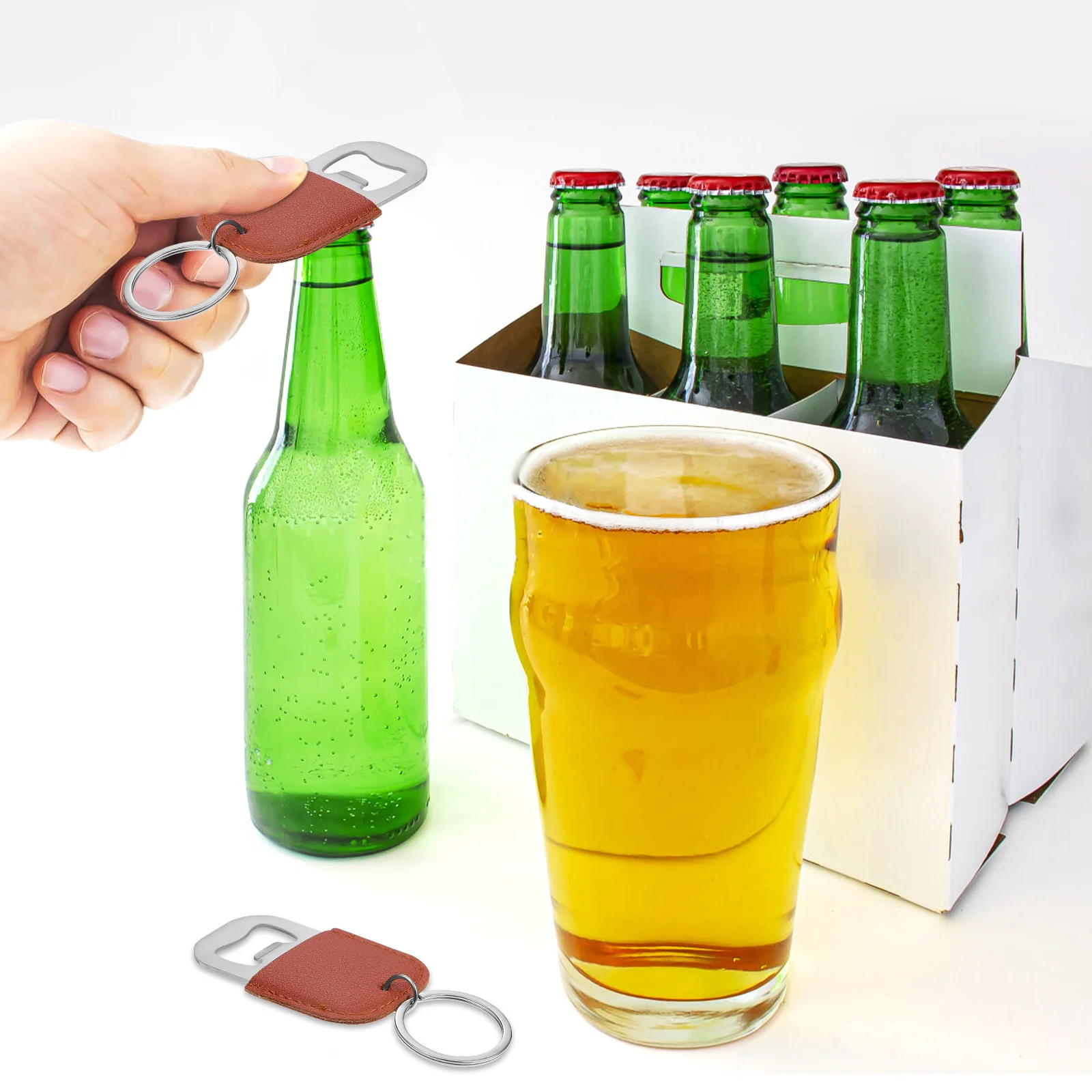

12Pcs Keychain Bottle Opener Stainless Steel Flat Beer Opener Multi Functional Can Accessory for Camping Travel Use