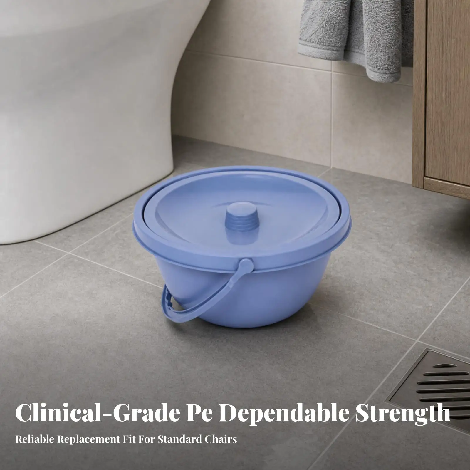 Commode Container with Lid and Handle Compact for Bedside, Elderly