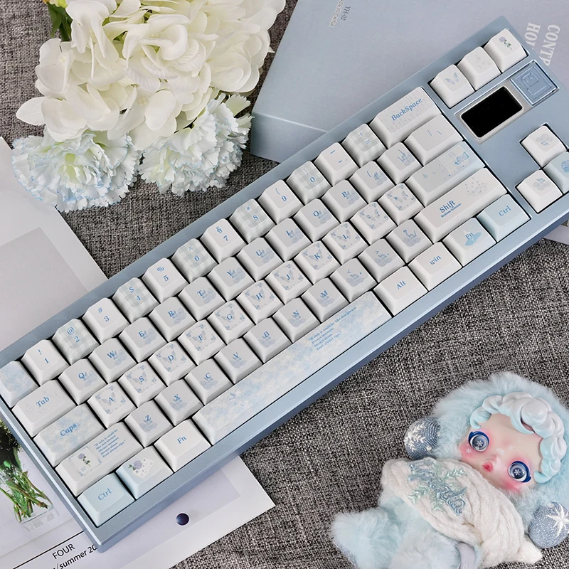 

Dream Butterfly Keycap PBT Side Carving Creative Keycaps Cherry Profile Cute Keycaps for Girls 127key Mechanical Keycaps