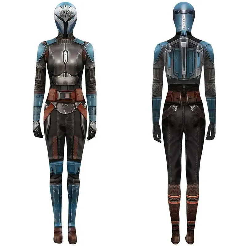 بدلة SW The Mandalorian بدلة ثلاثية الأبعاد مع غطاء رأس أزياء تنكرية للهالوين ملابس أداء للأطفال البالغين