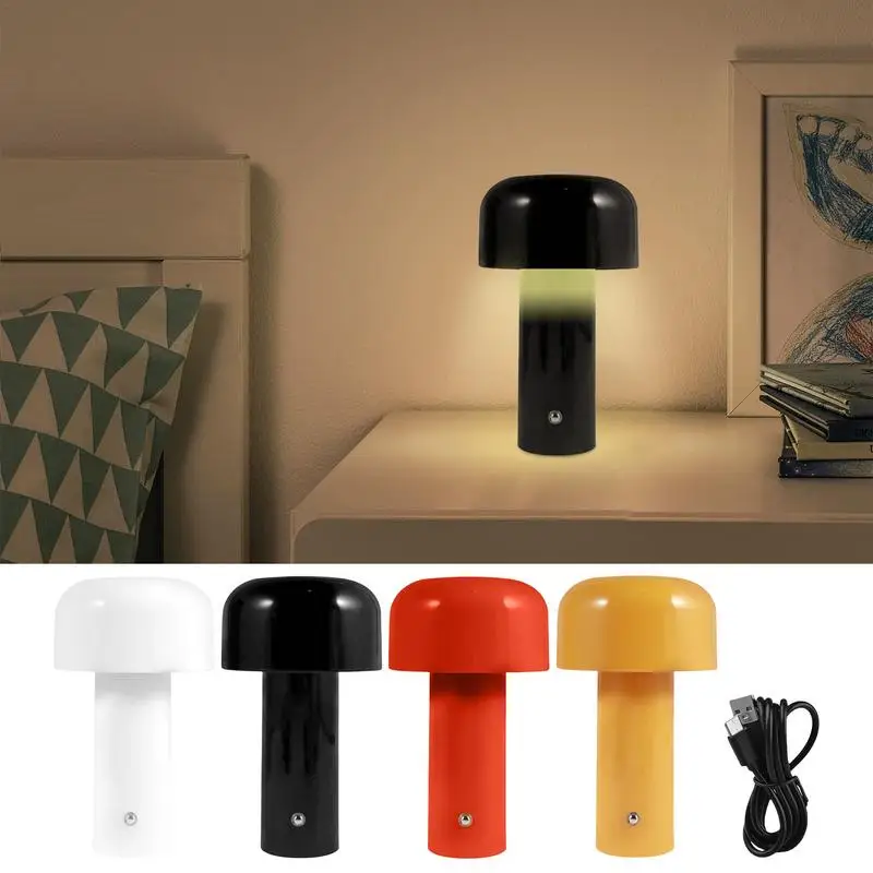 Mushroom Nightlight Aesthetic Mushroom Lamp 3 Color Stepless Dimmable Rechargeable Portable Night Light Cordless Mushroom