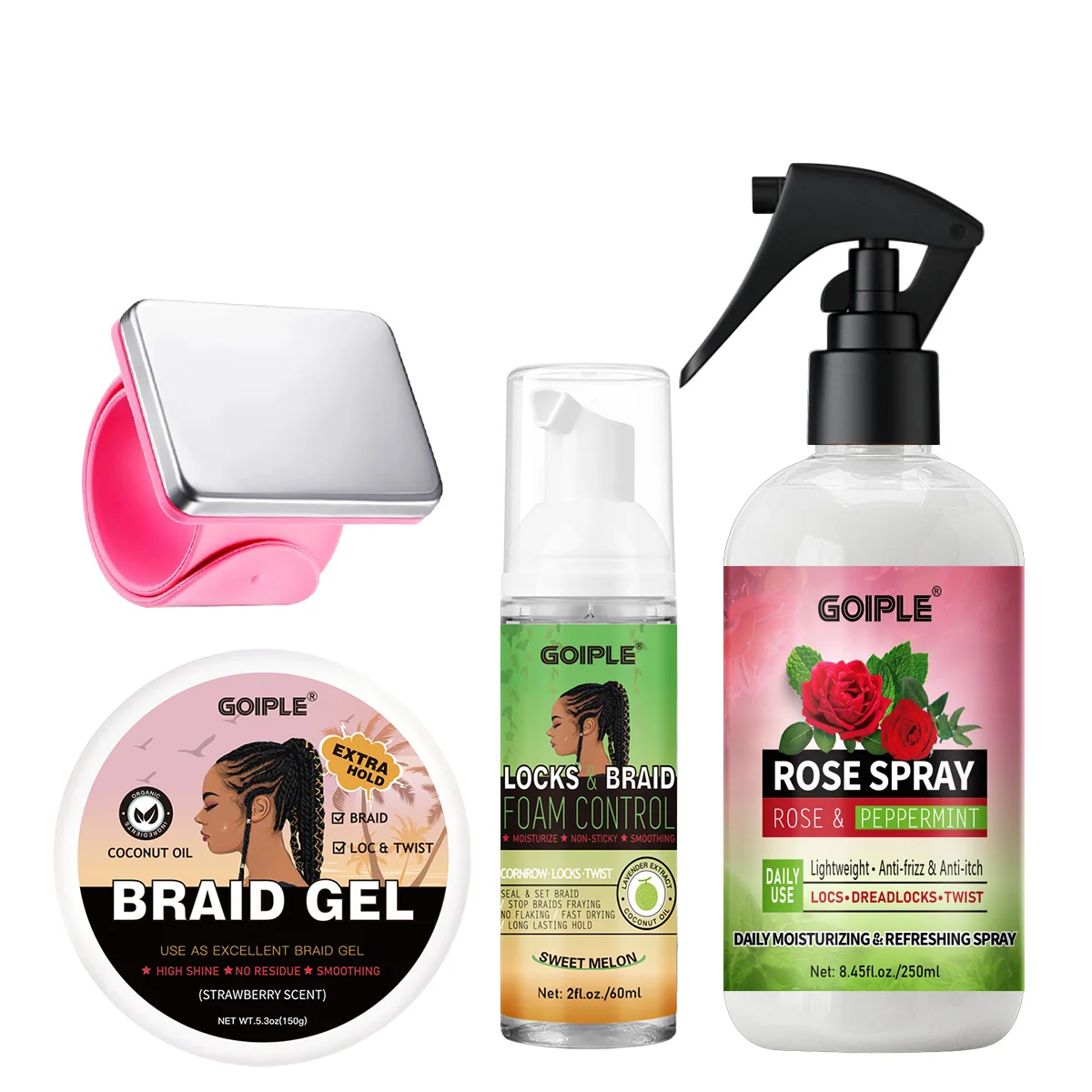 

Гель для укладки волос Strawberry Braiding Gel, гель для контроля пушистости и фиксации прядей, очищающий и моделирующий мусс для плетения кос, набор для ухода за волосами с ароматом розы и мяты перечной.