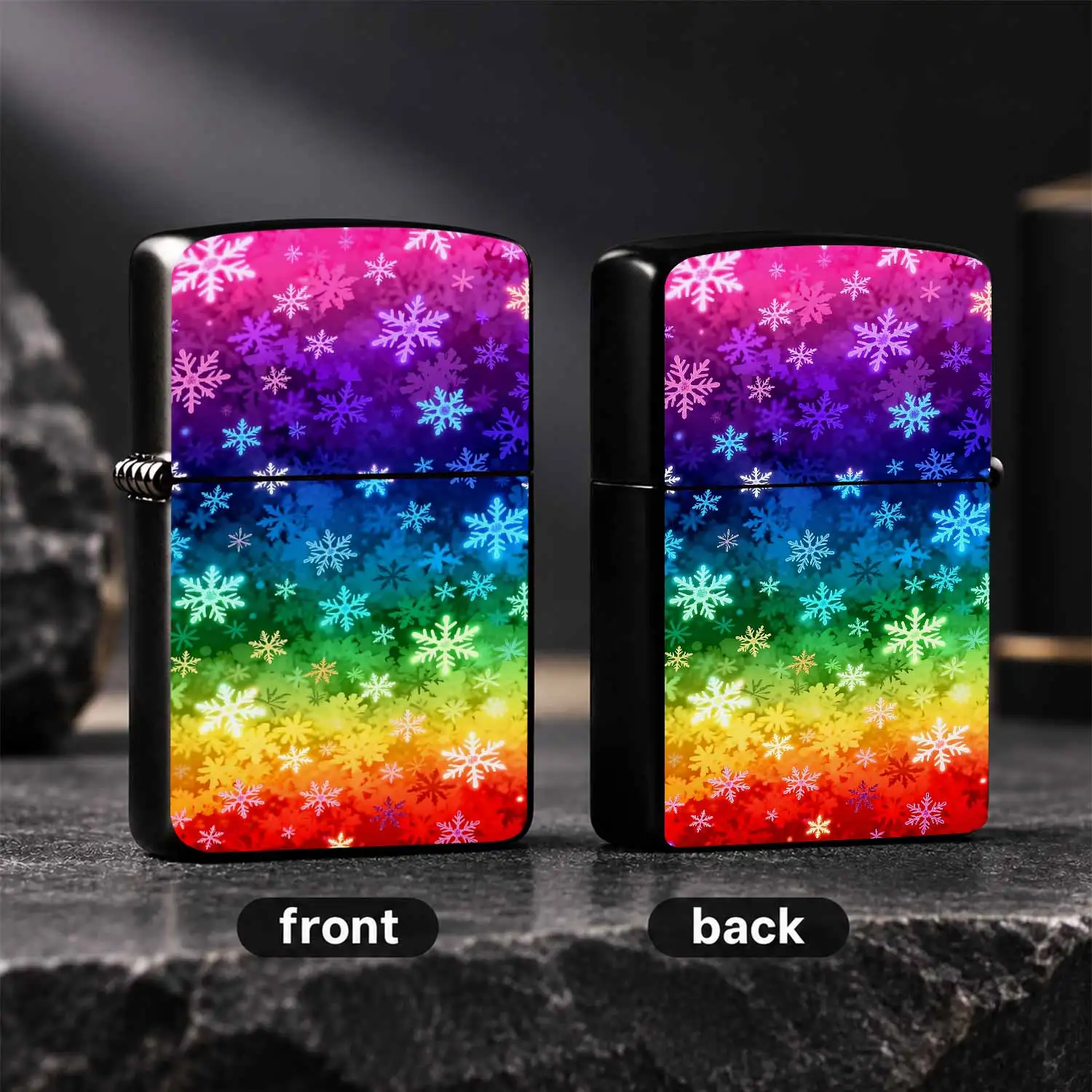 Colorful Gradient Dreamy Snowflake Decor Portable Lighter, Romantic Glowing Vibrant Pattern Design, Suitable for Festive Gatherings, Outdoor Camping, Incense Lighting and Various Daily Scenarios, High Aesthetic Practical A Humorous And Inte