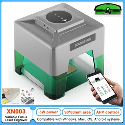 DOUBLE NEW XN003 Wireless Variable Focus 5W Laser Engraving Machine Carving Stainless Steel/Glass/Wood/Ceramics/Aluminum Alloys