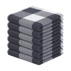 Zones La.com-Serviette de Cuisine 100% Coton, Tissage Gaufré, à Carreaux, Absorbante, pour Livres, Super Douce, pour la Maison