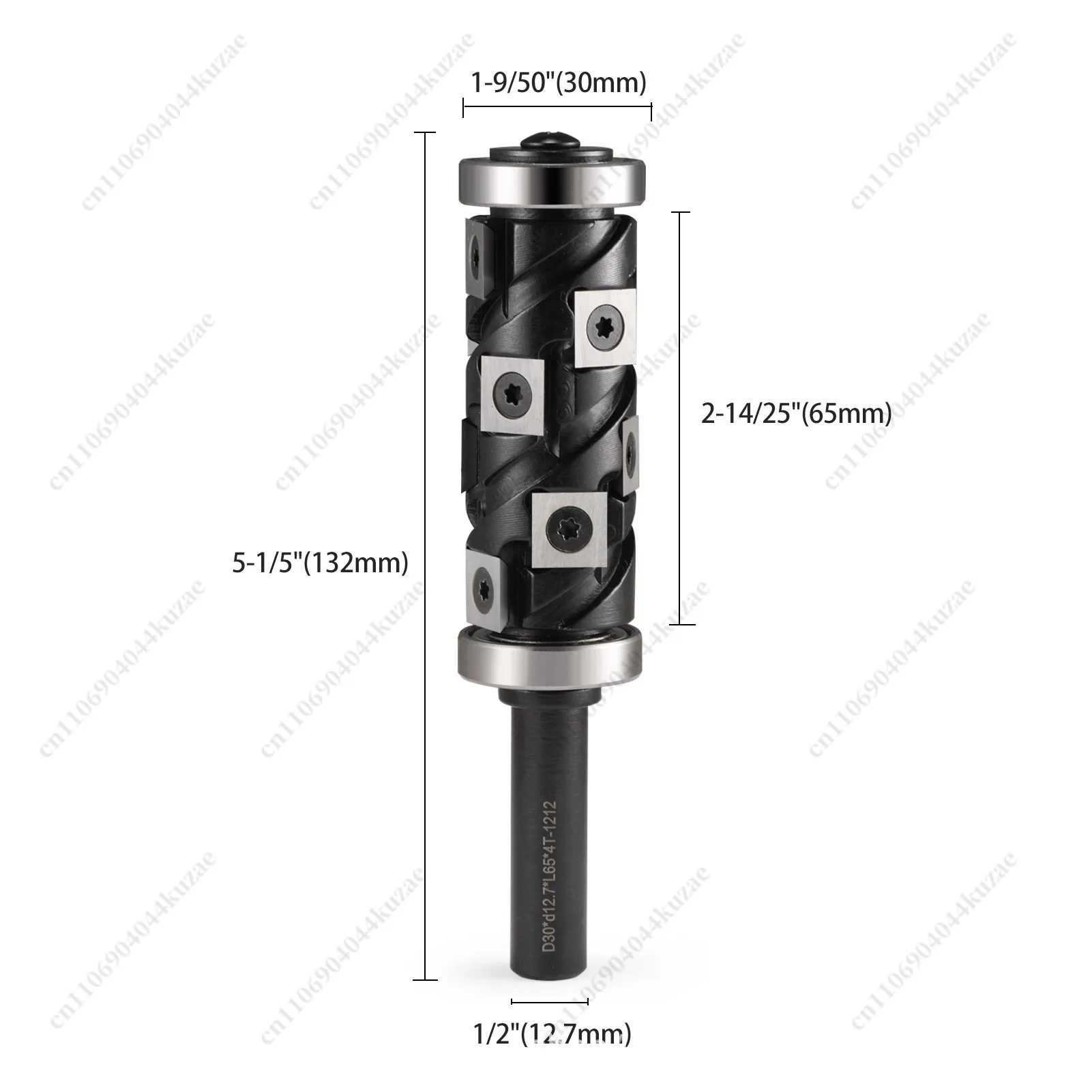 12/12.7/16mm Shank Up & Down Bearing Spiral Trimming Knife, Removable Inserts Woodworking Cutter for Hardwood