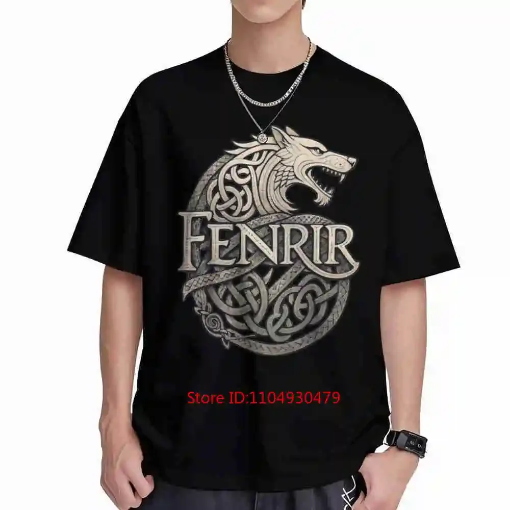 Fenrir Viking Wolf Norse Knotwork Mythology Short Sleeve Tee 100% Cotton T-Shirt