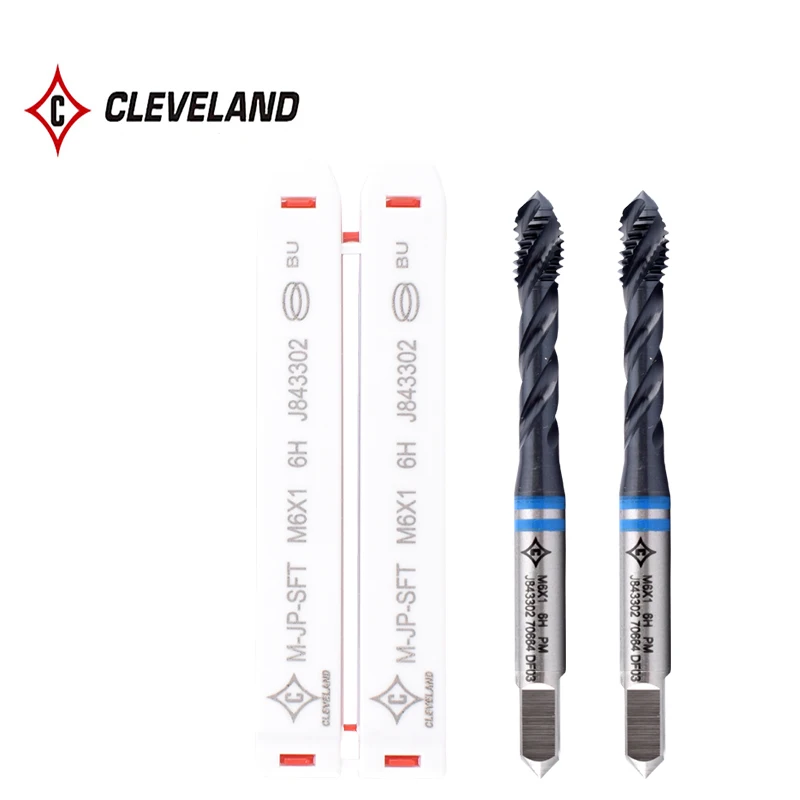 CLEVELLAND HSS-PM JP 나선형 플루트 탭, M3 M4 M5 M6 M8 M10 M12 M14 M16, 스테인레스 스틸용 기계 나사 탭