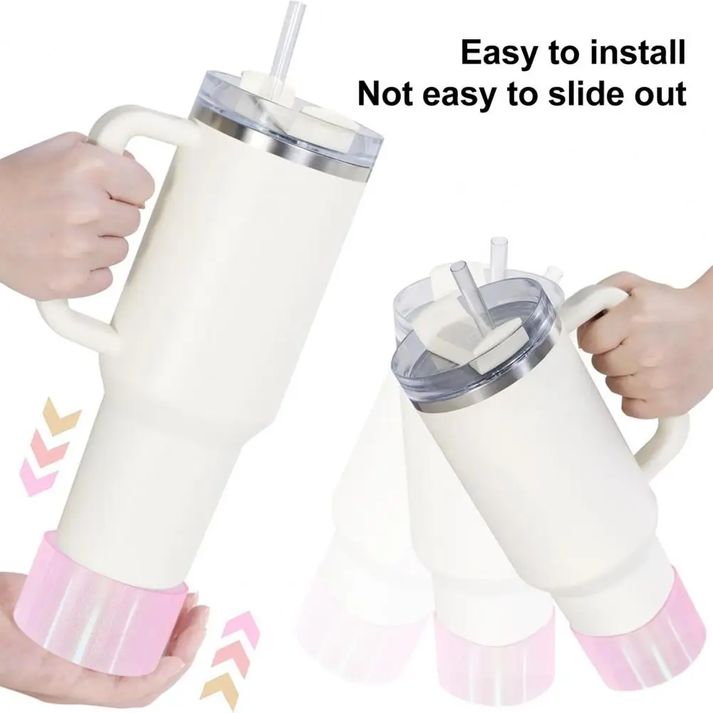 Glitter Jelly Cup Wrap Reusable Bottle Protector Glitter Silicone Boot for 40oz Tumblers Non-slip Base Sleeve for Water Bottles