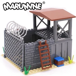 Marumine 23PCS MOC Blocks WW2 Military Base Special Forces Sentry Guard Room DIY Army Soldier Scenes Building Bricks Model Kit