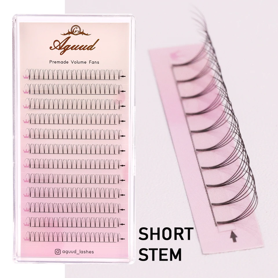 

AGUUD Short Stem Pre made Lash Trays 3D 4D 5D 6D Soft Volume Eyelash Extension Short Stem Russian Ready Fan Eyelash Extensions