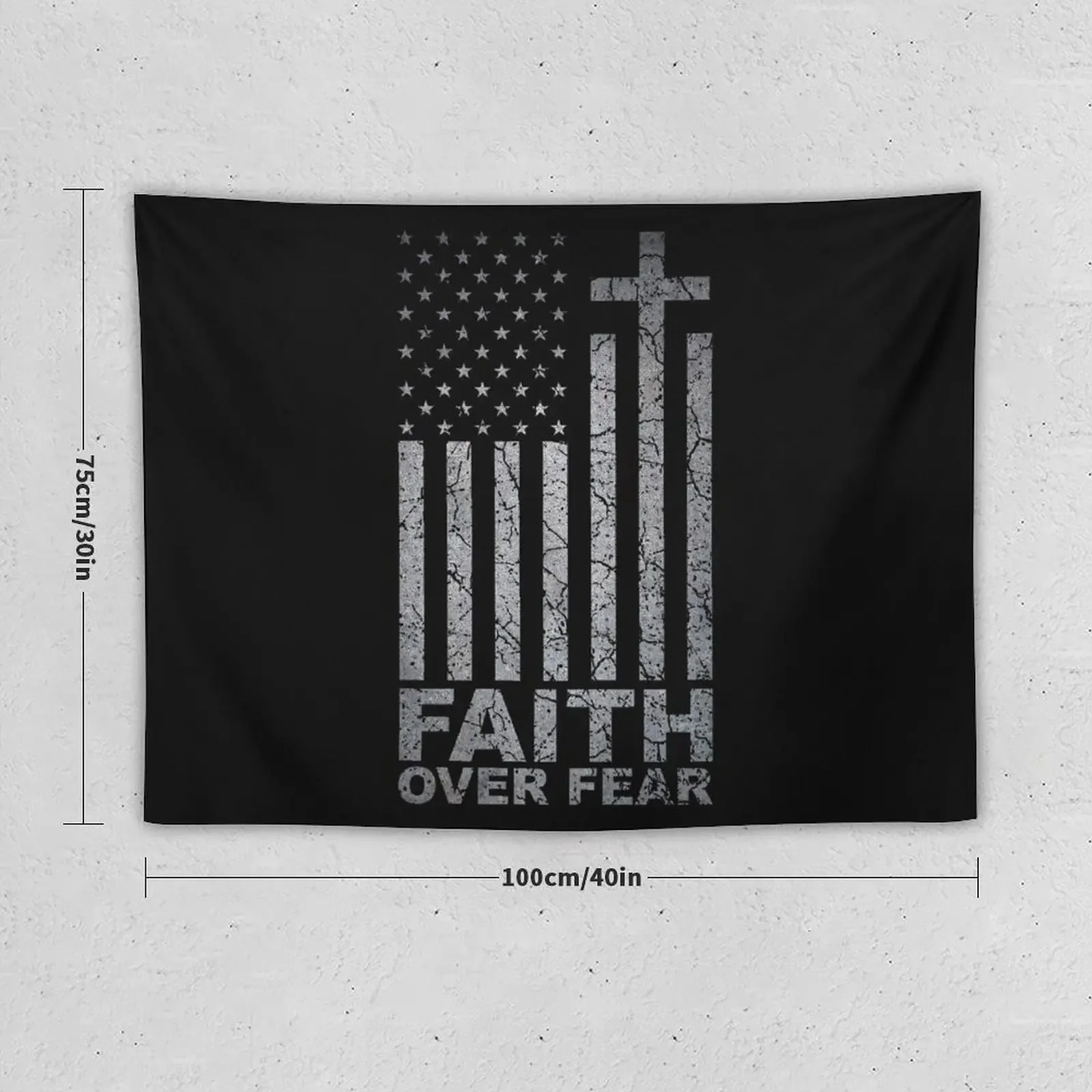 Faith Over Fear American Flag Christian Vintage Tapestry On The Wall Hanging Wall Room Decorator Bedroom Decoration Tapestry