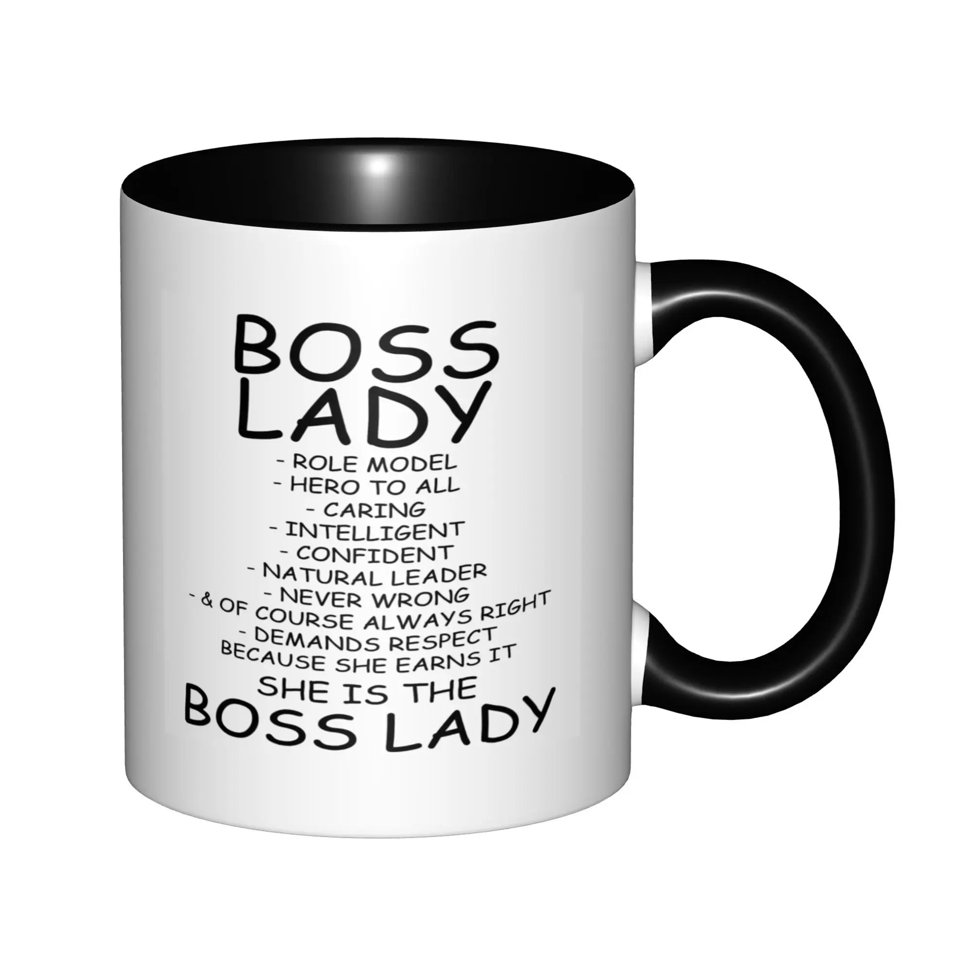Boss Lady For Her, Sarcasm Inspirational Gifts for Coworkers Mugs With Black Handle Birthday Coffee Mugs Ceramic Tea Cups 11oz