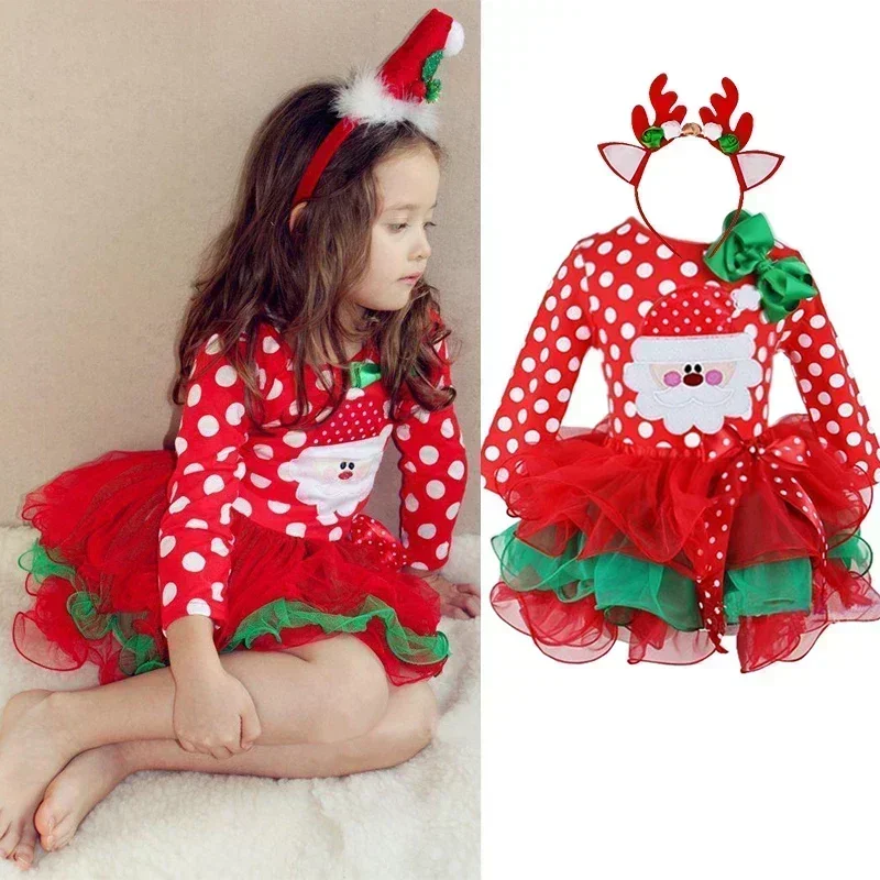 Baby Girls Dress Christmas Santa Claus Costumes for Kids Cosplay Dresses Children Dress Up Clothings Red Christmas Party Clothes