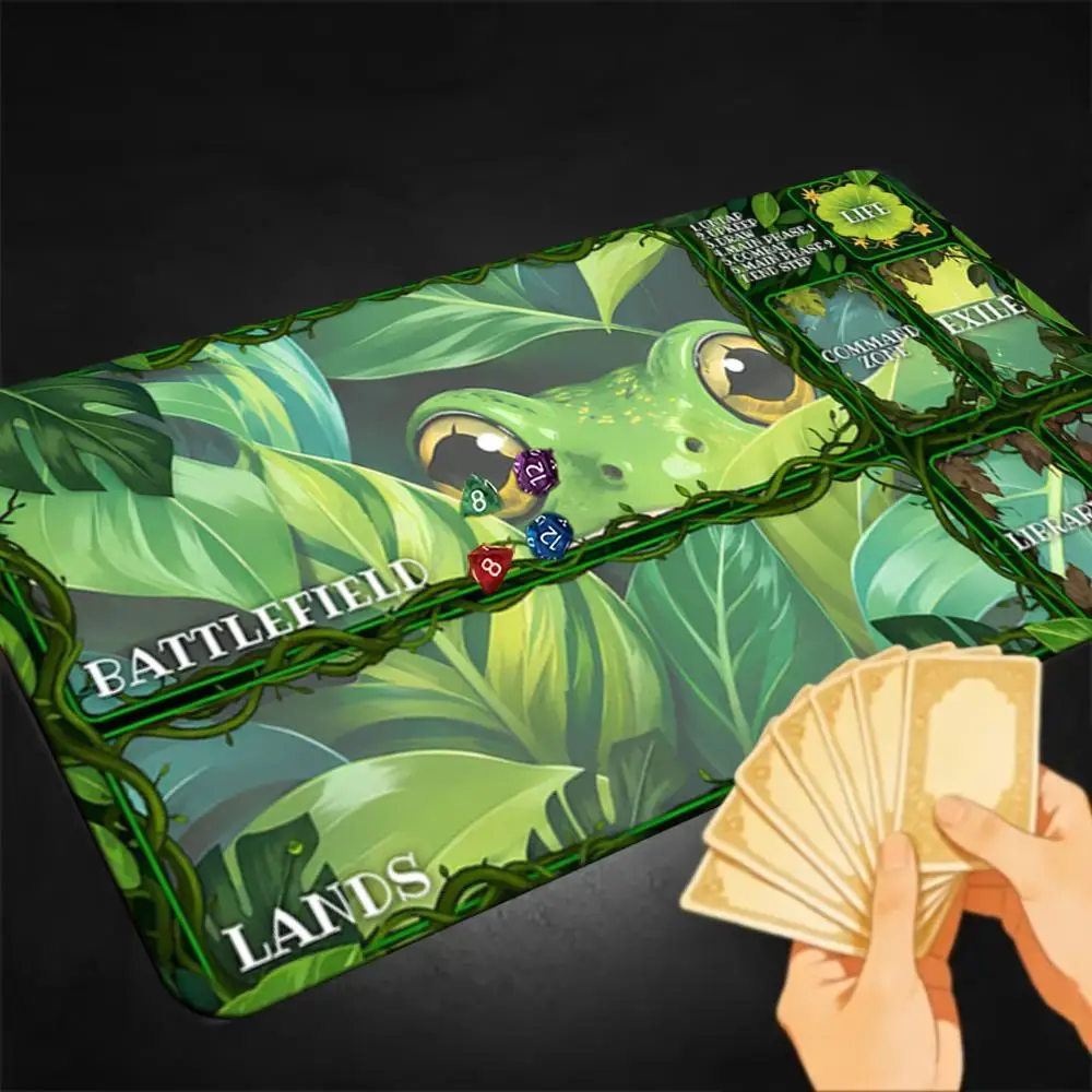 Jungle Frogs Card Playmat with Magic Zone Game Mat Tabletop rug TCG Card Battles Commander Gaming Mous pad Duel deskmat Beginner