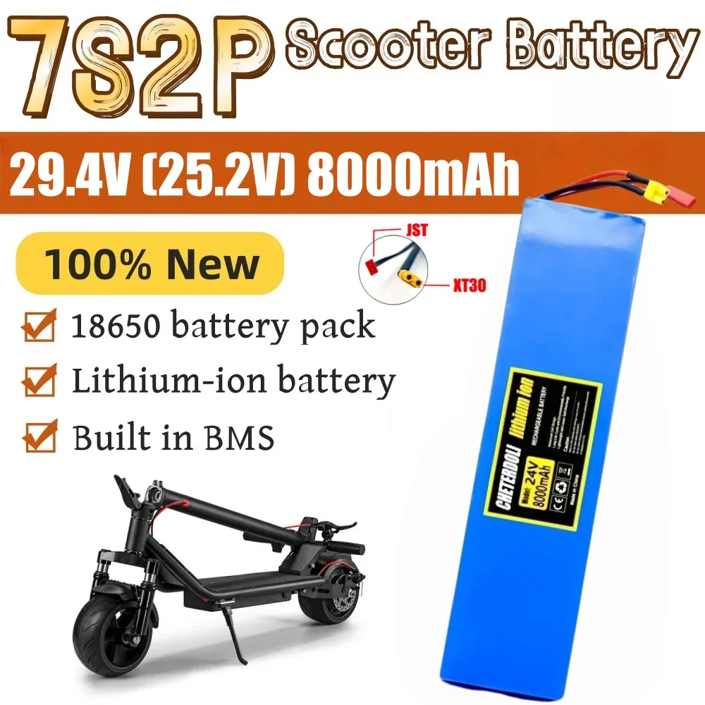 Paket Baterai Isi Ulang Li-ion 8000MAh Asli 18650 7S2P 25.2V Cocok untuk Penggantian Baterai Skuter Listrik 29.4V