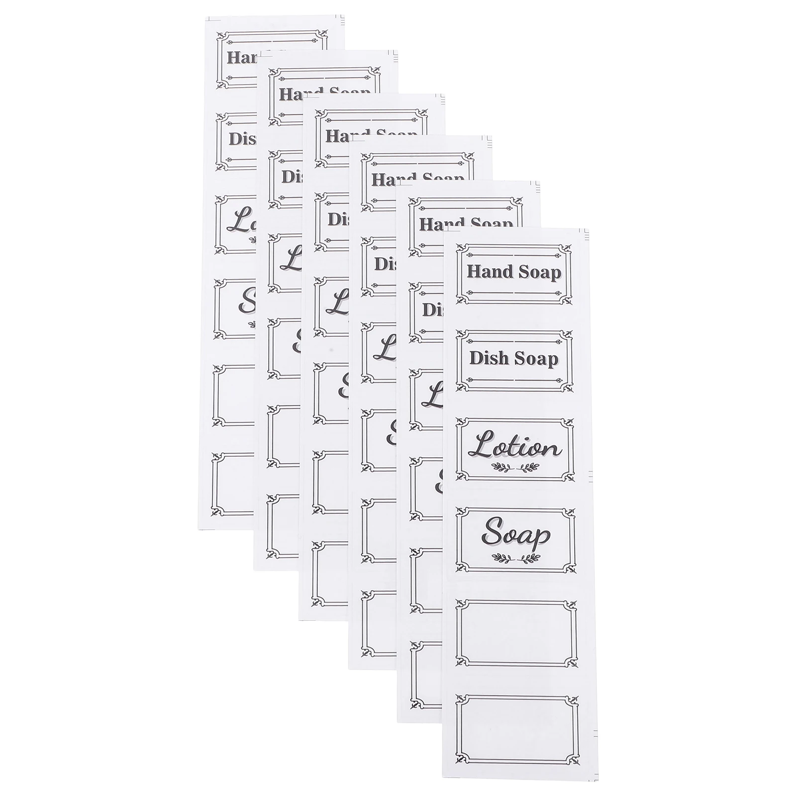 

6Pcs Transparent Waterproof Soap Stickers Removable Hand Soap Labels for Glass Plastic Bottles Bathroom Kitchen Organizing Clear