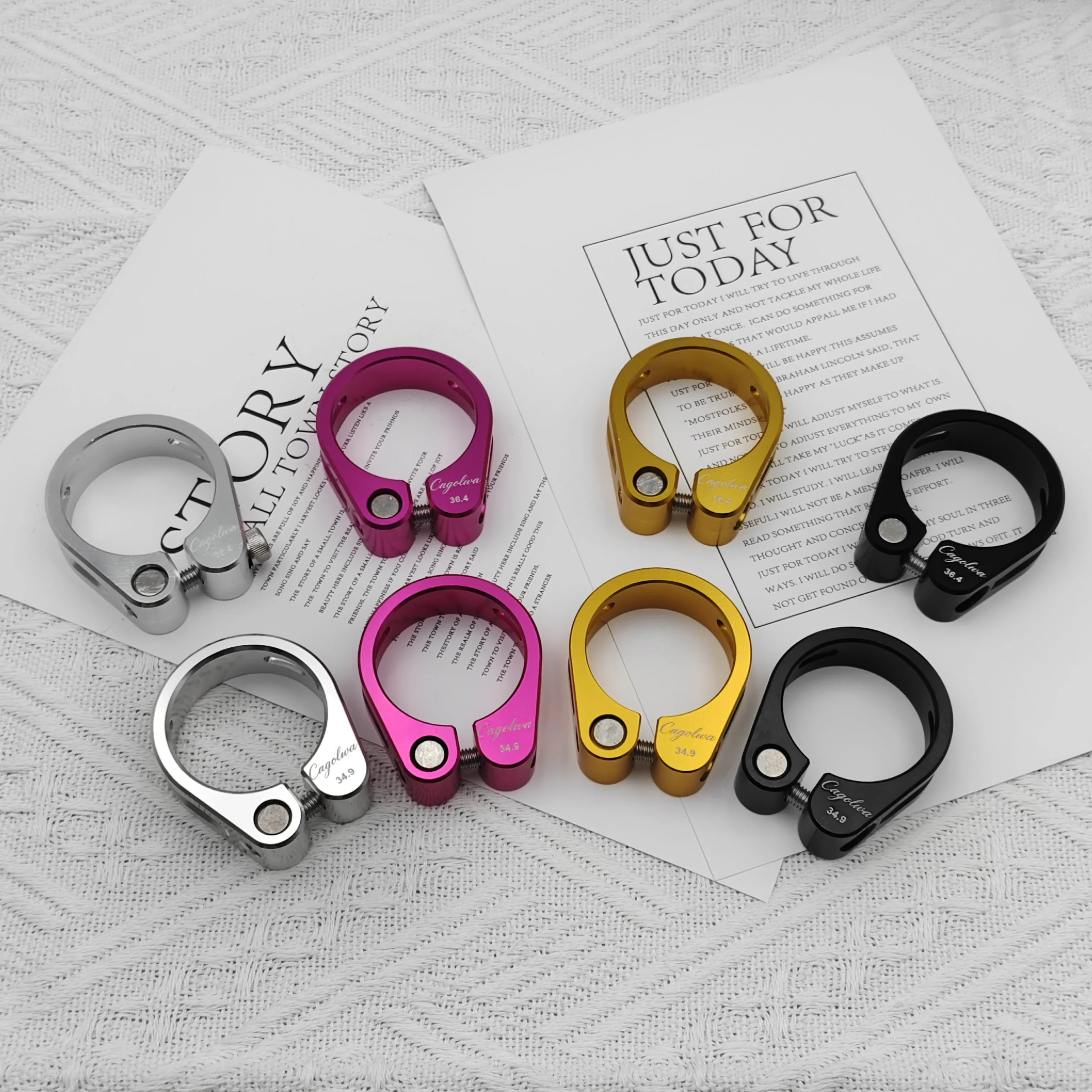 Widened Titanium Alloy Seat Post Clamp with Locking Mechanism CNC Knife-Patterned Glossy Surface 34.9 Dirt Bike Frame 36