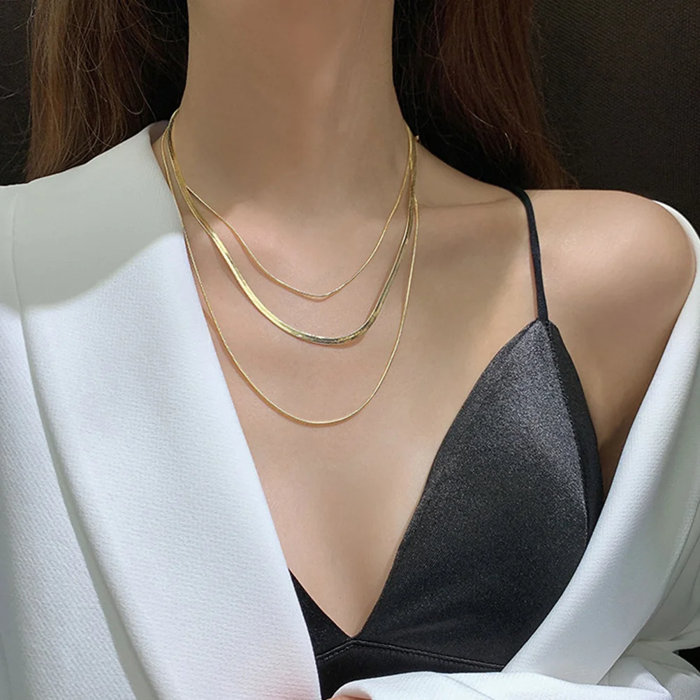 

3Pcs Snake Bone Necklace Simple Punk Style Women Stylish Neck Decoration Chain Necklace Perfect Gifts Women Jewelry