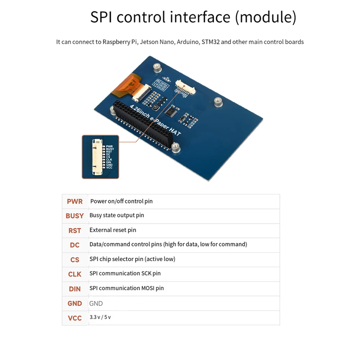 4.26Inch E-Paper HOED Display met Module 800X480P met SPI voor Raspberry Pi Jetson Nano Arduino STM32 3.3 V/5 V
