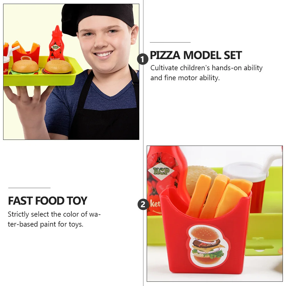 مجموعة محاكاة الطعام الغربي من برجر، آمنة وغير سامة، صناعة متقنة، حواف ناعمة، تفاعل بين الوالدين