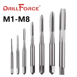 Drillforce vite a mano destra filettatura macchina punte per trapano HSS flauto dritto dimensioni metriche M1 M1.5 M2 M2.5 M3 M3.5 M4 M5 M6 M7 M8