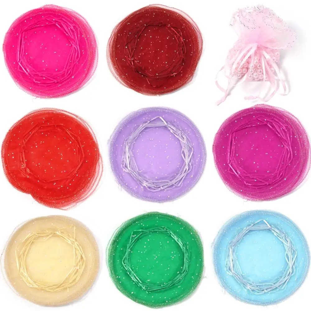 10pcs 26cm Tulle Fabric Drawstring Pouch Wedding Christmas Birthday Candy Gift Display Bag Round Organza Bag view 4