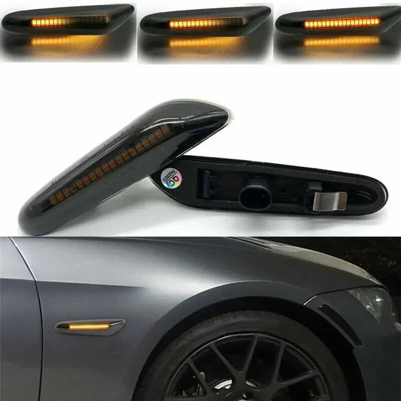 2pcs Sequential LED Turn Signal Dynamic Side Marker Light For BMW E60 E61 E90 E91 E81 E83 E84 E88 E87 E92 E82 E46 1 3 5 series
