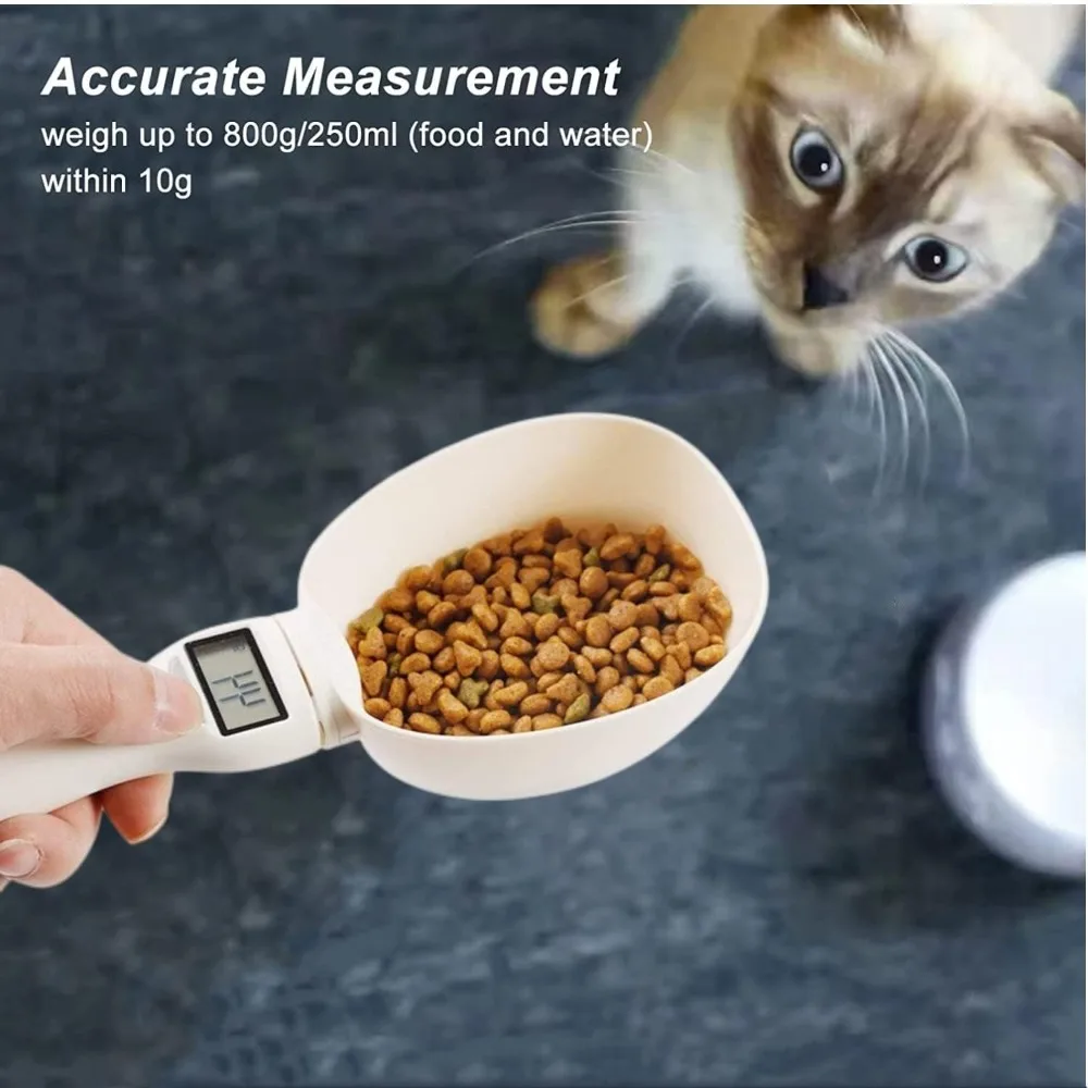 Electronic Measuring Dog and Cat Feeding Bowl Measuring Spoon Pet Food Scale Digital Display Weighing Spoon Weight