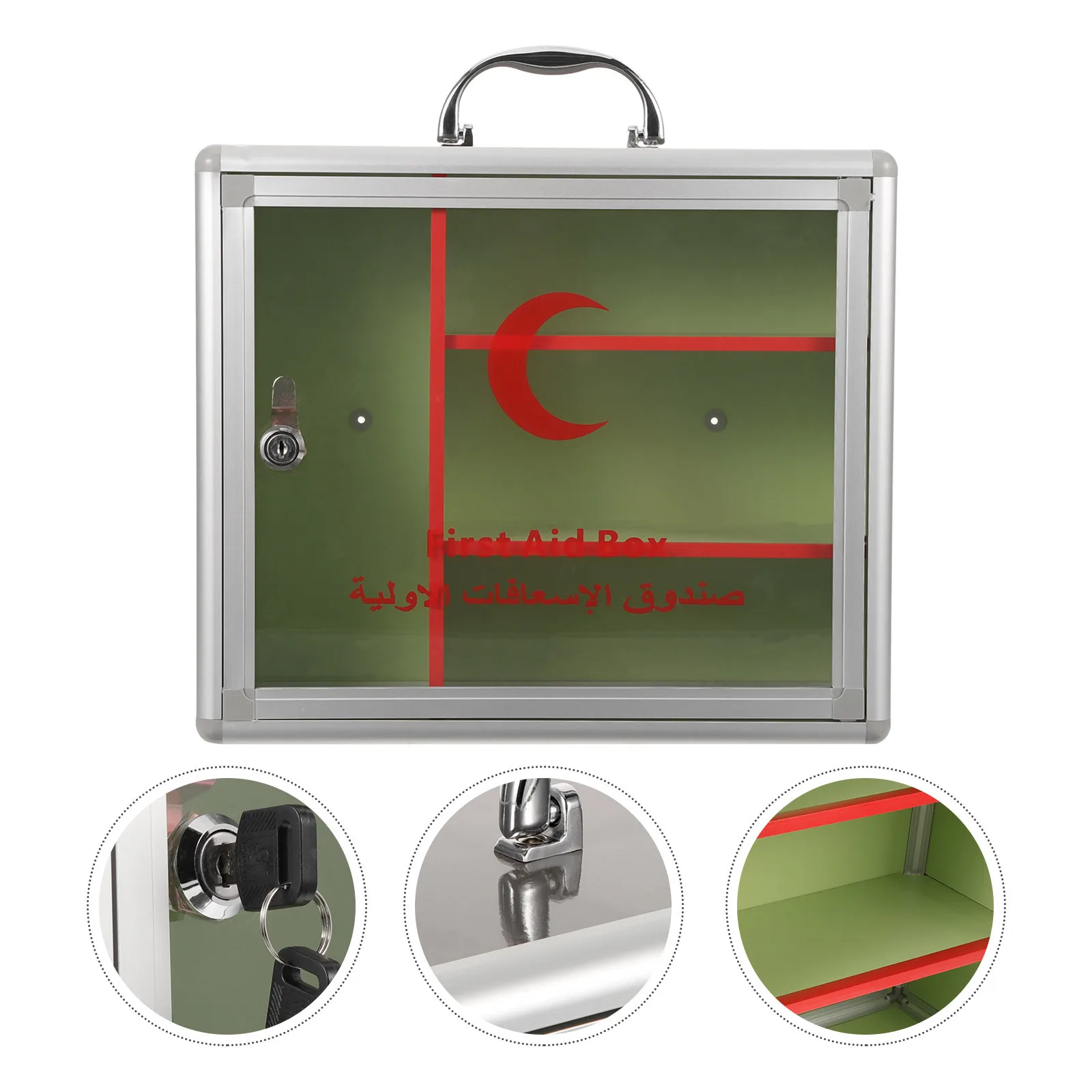 صندوق قفل دواء مع نافذة شفافة ذات سعة كبيرة مثبت على الحائط من سبائك الألومنيوم متعدد الوظائف للأماكن العامة المنزلية الآمنة