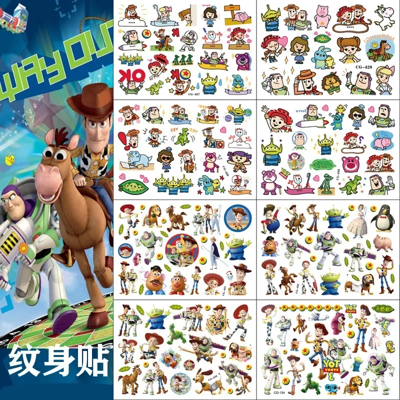 1Pcs Disney Toy Story Tattoo Sticker Cartoon Woody Buzz Lightyear Figure Sticker Toy for Boys Girls Children Birthday Party Gift