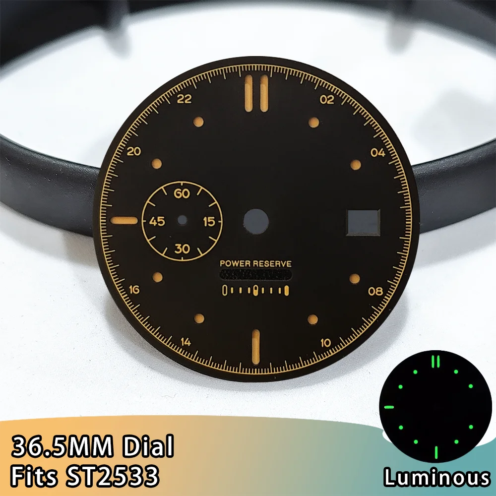 

ST2533 Dial 36.5mm Diameter Green Luminous Sterile Dial for Seagull GMT ST2533 Movement Watch Replacement Accessories