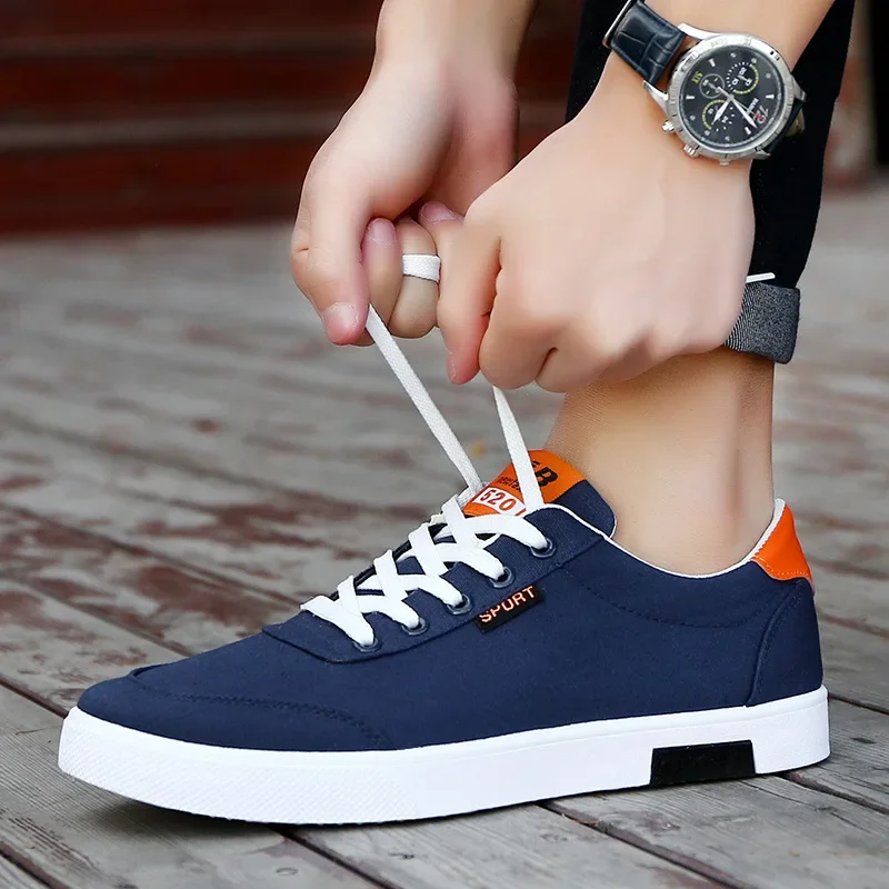 New Men Casual Canvas Sneakers Mens Walking Loafers Soft Sole Flats Outside Breathable Cloth Driving Sport Shoes Man Footwear