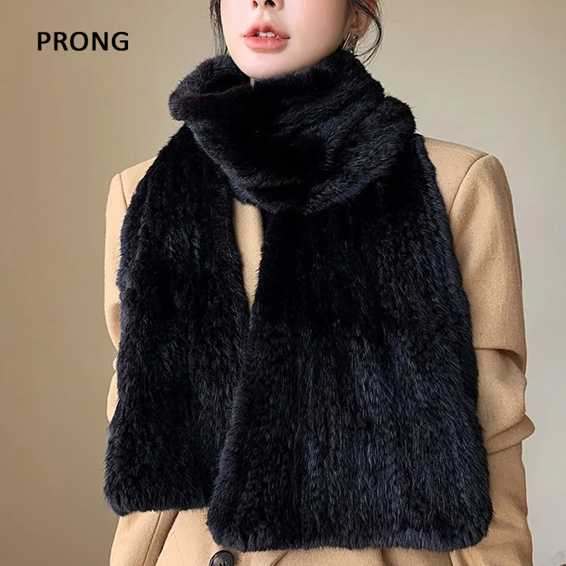 Luxury Mink Fur Shawl Scarf Winter Warm Long Style Mink Fur Scarf For Women Fur Neckerchief Real Mink Fur Scarves